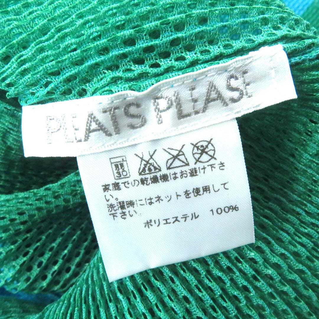 PLEATS PLEASE T-shirt Cap sleeve mesh top Green blue polyester Women 3