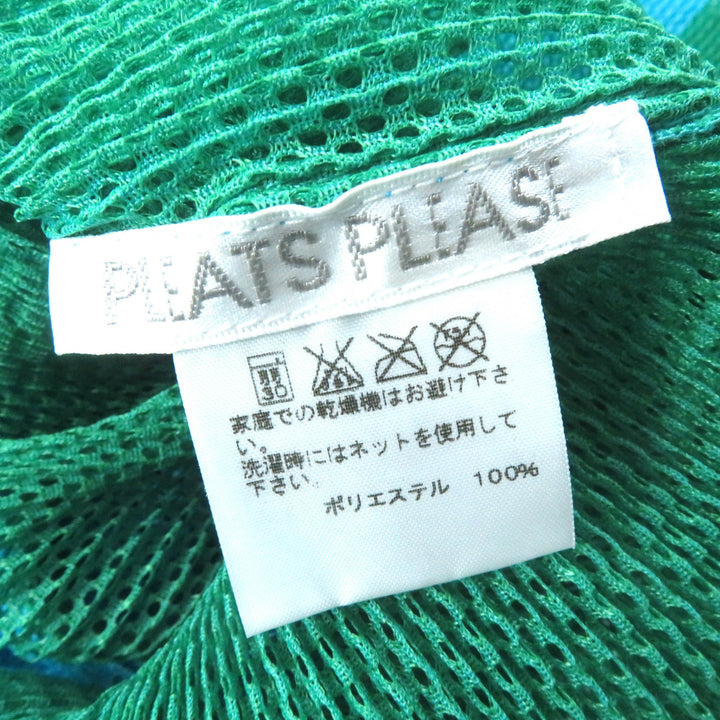 PLEATS PLEASE T-shirt Cap sleeve mesh top Green blue polyester Women 3