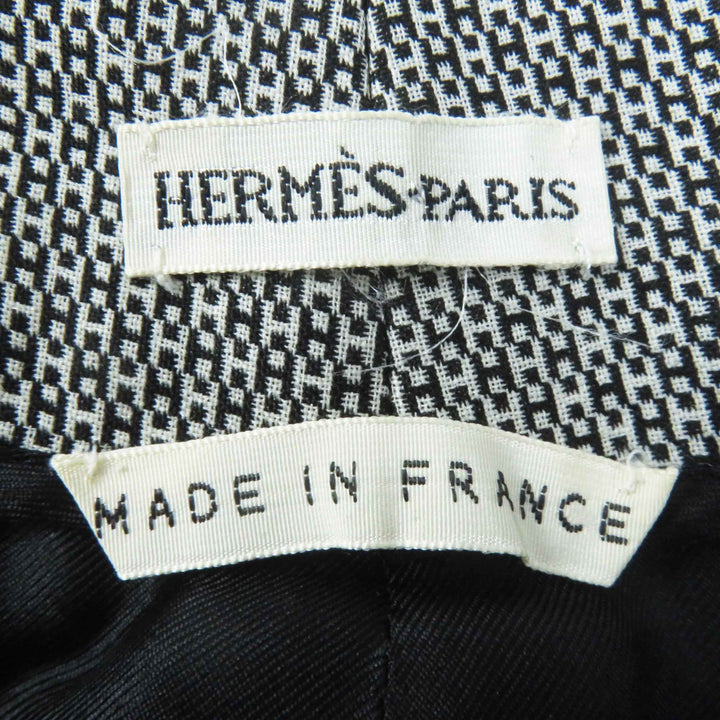 Excellent HERMES Pants Rare H Pattern Archive Black Grey wool Women 34