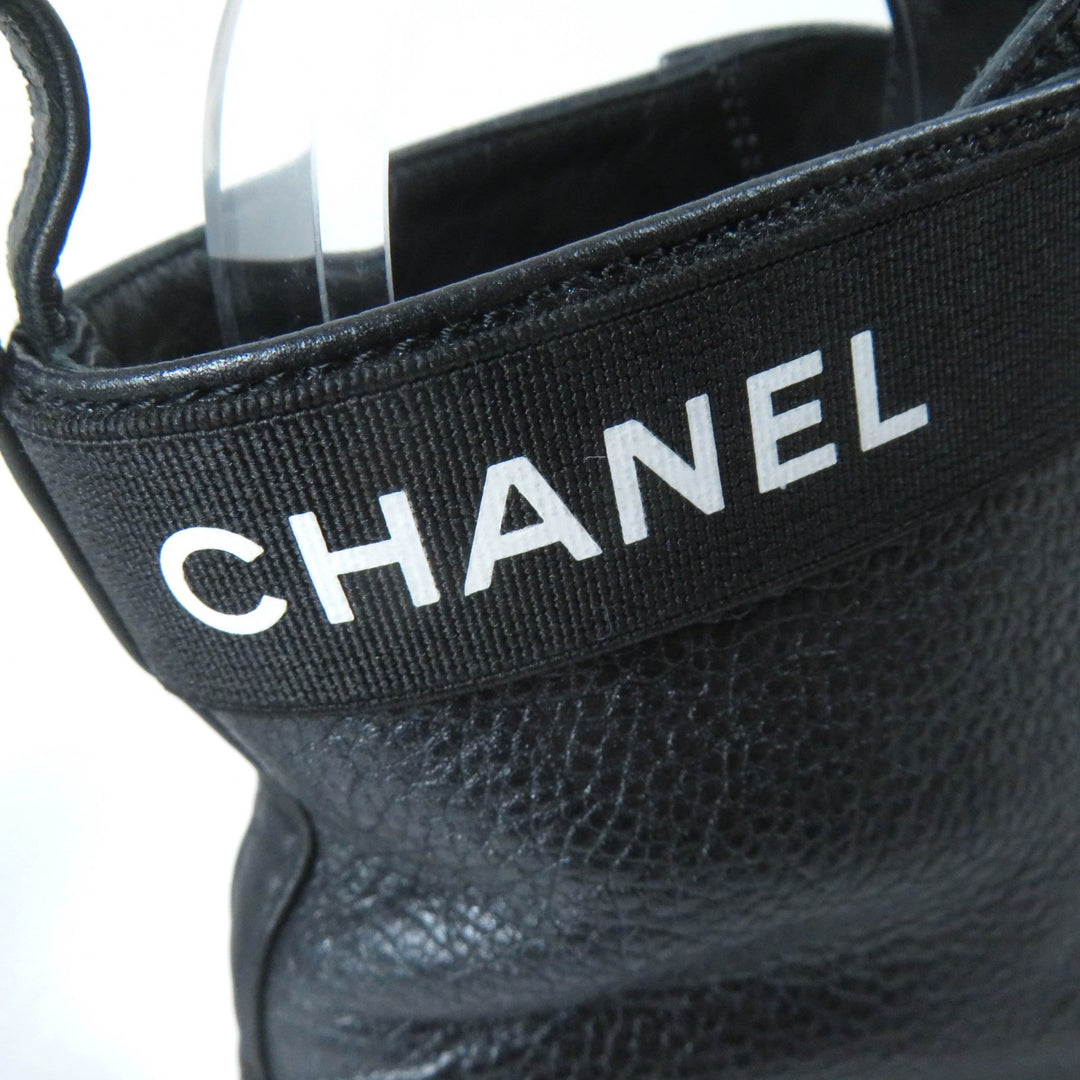 Excellent CHANEL Ankle boots Logo Matelasse F Pearl Lace-up Women 37 G38514