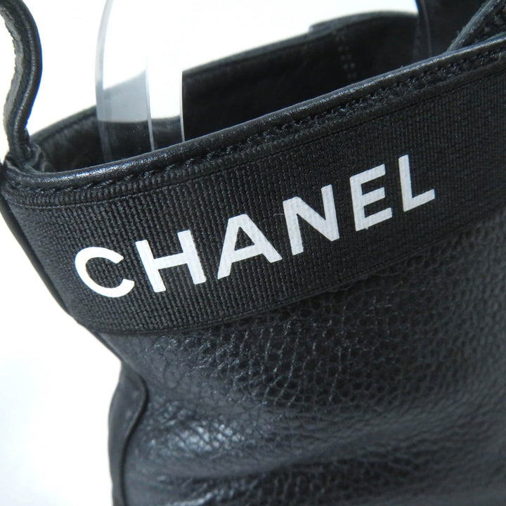 Excellent CHANEL Ankle boots Logo Matelasse F Pearl Lace-up Women 37 G38514