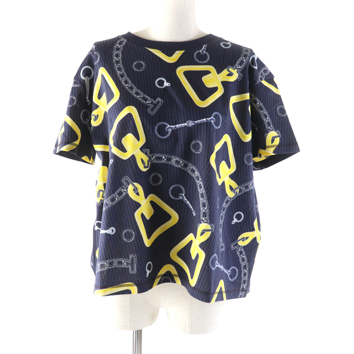 Pristine HERMES Short sleeve T-shirt Kaleidoscope Effect Navy yellow 40 4H4641DH