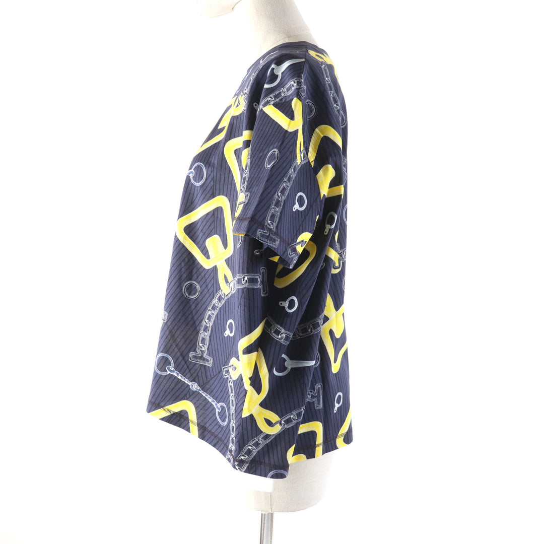 Pristine HERMES Short sleeve T-shirt Kaleidoscope Effect Navy yellow 40 4H4641DH