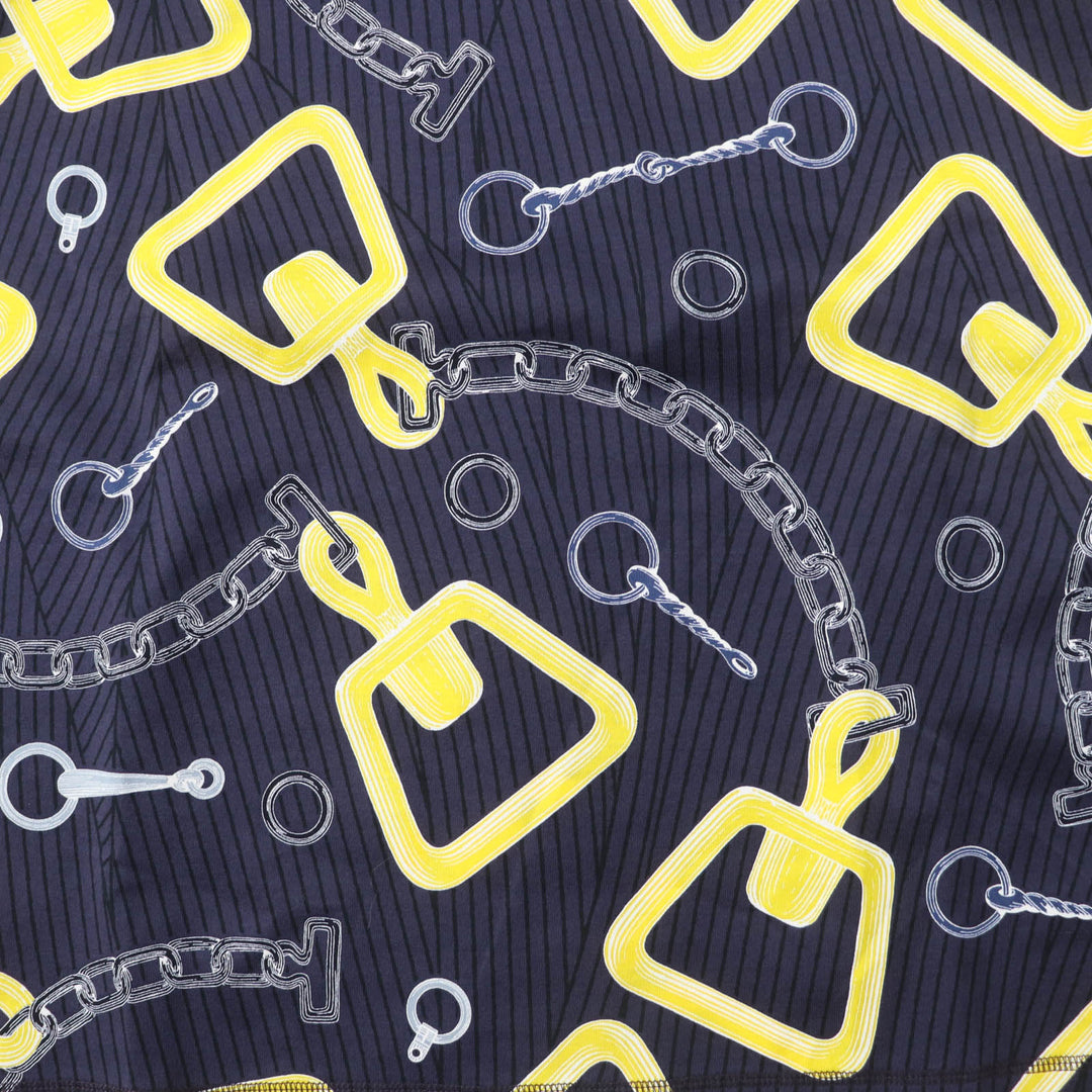 Pristine HERMES Short sleeve T-shirt Kaleidoscope Effect Navy yellow 40 4H4641DH