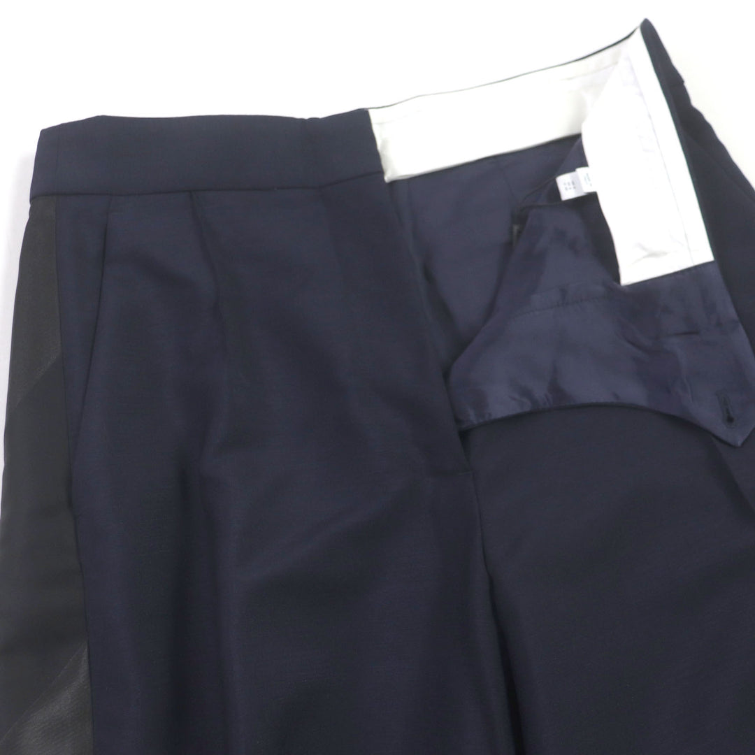Pristine BURBERRY slacks Lined pleated pants Navy mohair mens 38 8040278