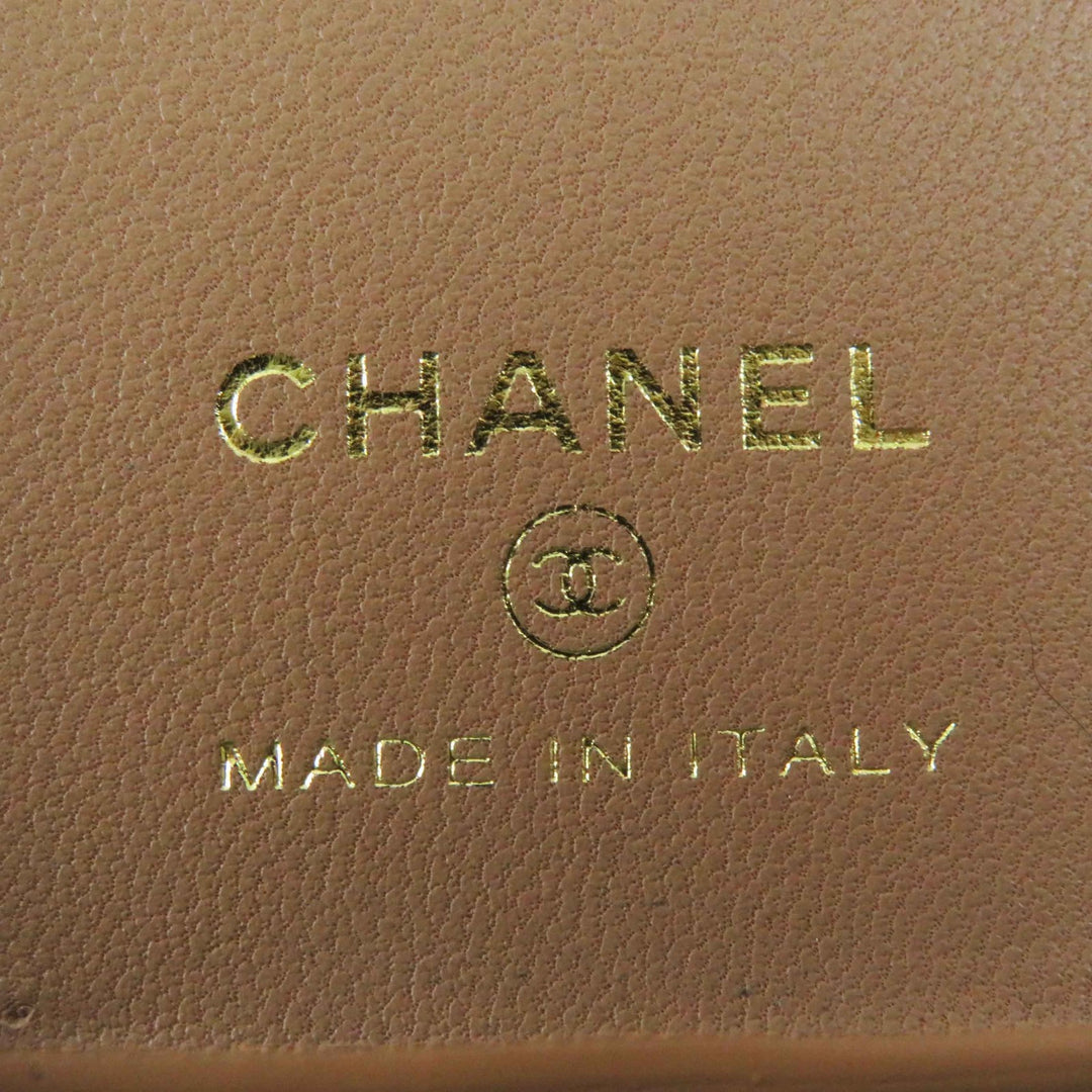 Great CHANEL iPhone case iPhone14 Pro Caviar Skin COCO Mark Brown beige Women AP3553