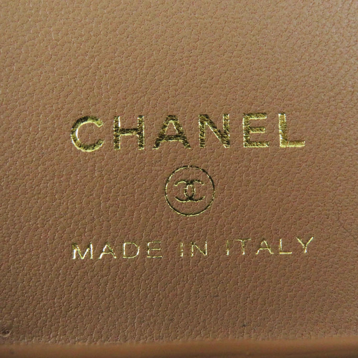 Great CHANEL iPhone case iPhone14 Pro Caviar Skin COCO Mark Brown beige Women AP3553
