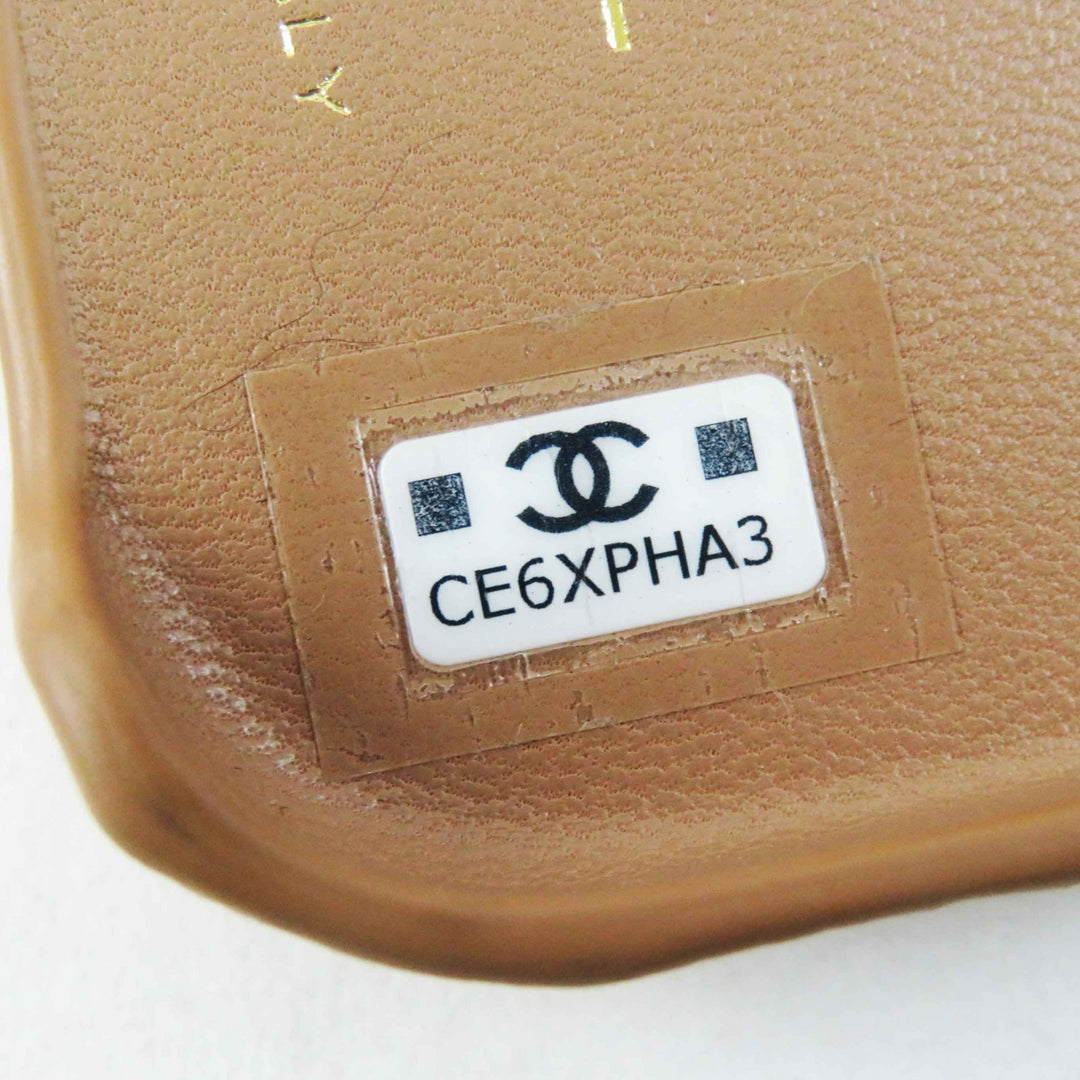 Great CHANEL iPhone case iPhone14 Pro Caviar Skin COCO Mark Brown beige Women AP3553