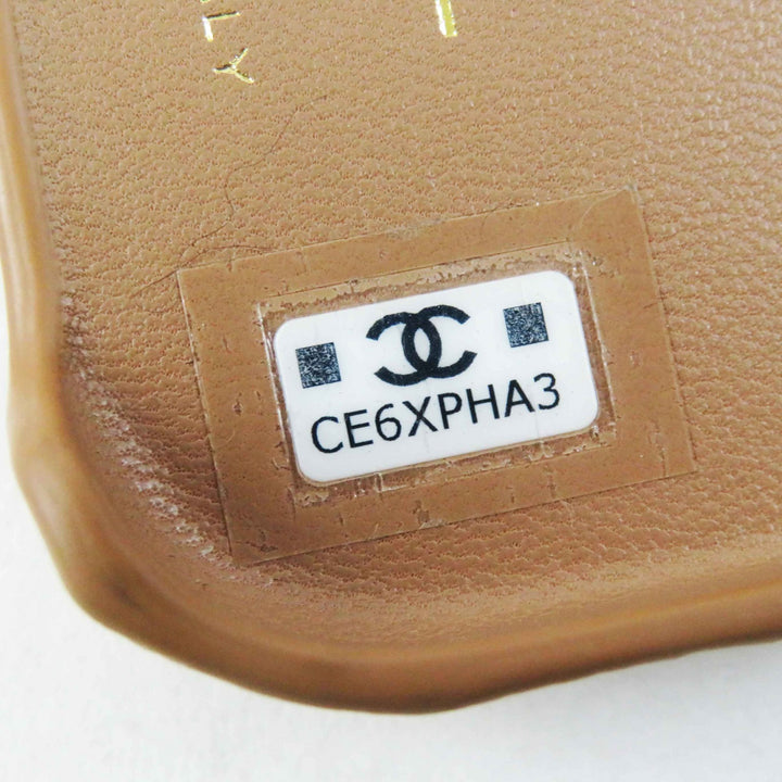 Great CHANEL iPhone case iPhone14 Pro Caviar Skin COCO Mark Brown beige Women AP3553