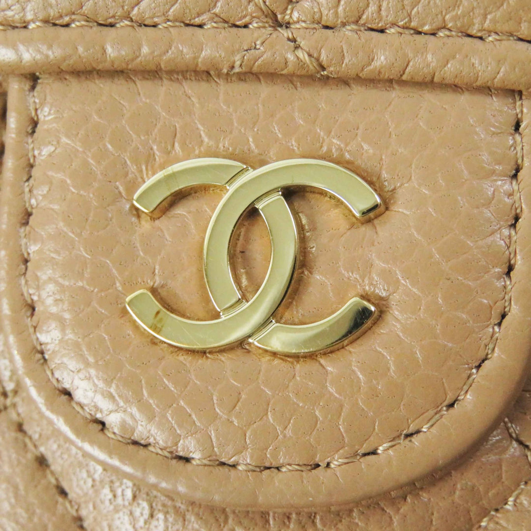 Great CHANEL iPhone case iPhone14 Pro Caviar Skin COCO Mark Brown beige Women AP3553