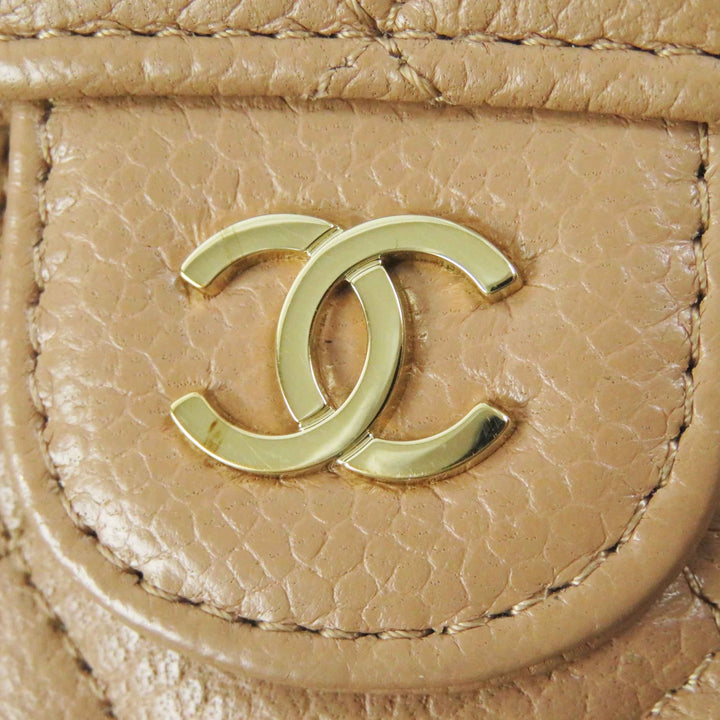 Great CHANEL iPhone case iPhone14 Pro Caviar Skin COCO Mark Brown beige Women AP3553