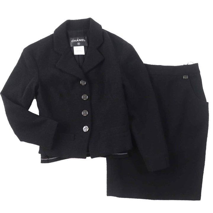 Great CHANEL setup Rhinestone COCO Button with Plate, black Women P42616／P42872