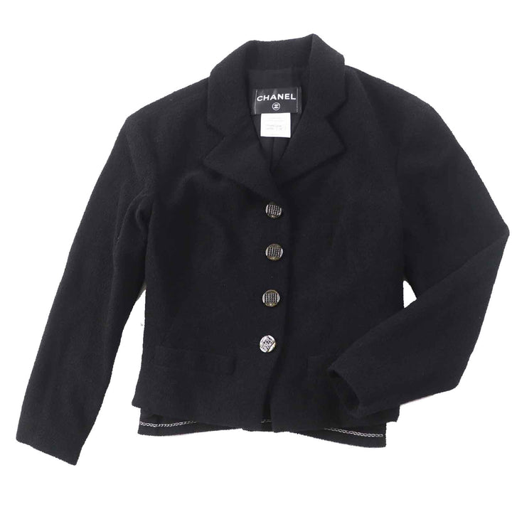 Great CHANEL setup Rhinestone COCO Button with Plate, black Women P42616／P42872