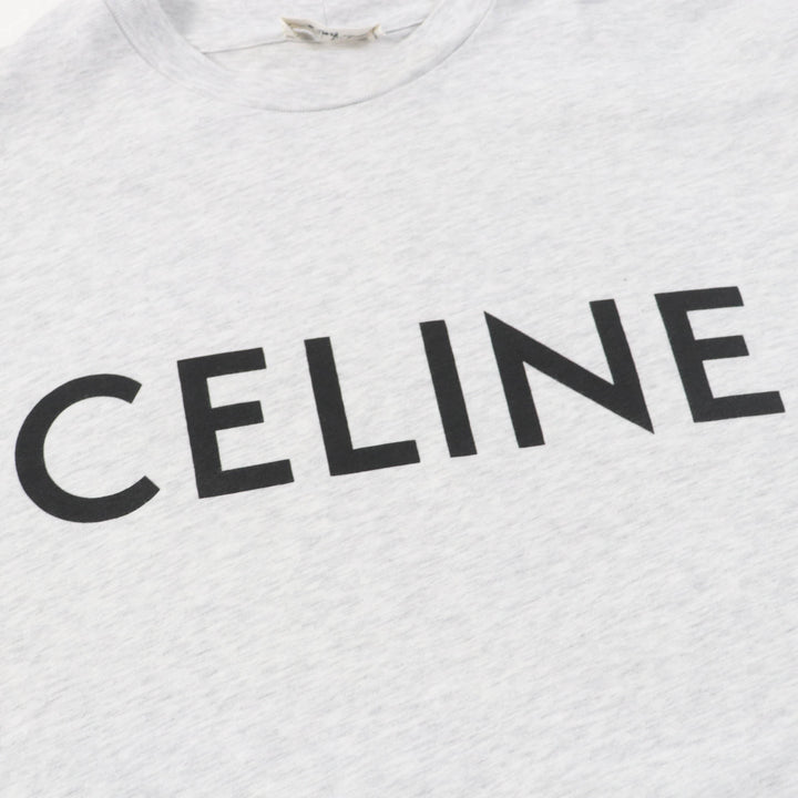 Excellent CELINE Short sleeve T-shirt Logo print Loose fit gray cotton Women XS