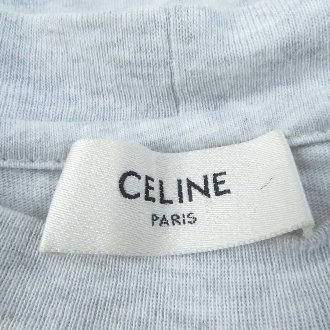 Excellent CELINE Short sleeve T-shirt Logo print Loose fit gray cotton Women XS