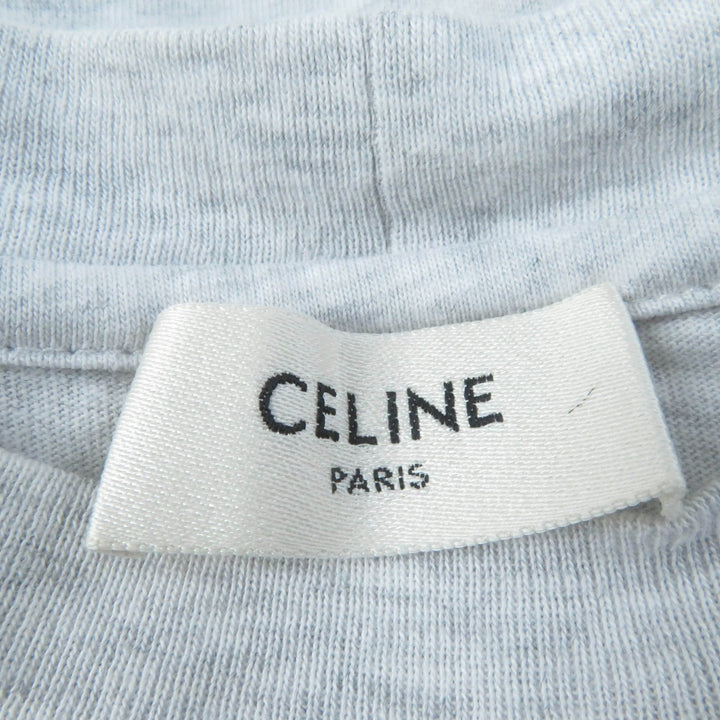 Excellent CELINE Short sleeve T-shirt Logo print Loose fit gray cotton Women XS