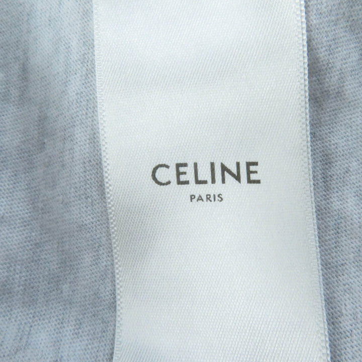 Excellent CELINE Short sleeve T-shirt Logo print Loose fit gray cotton Women XS
