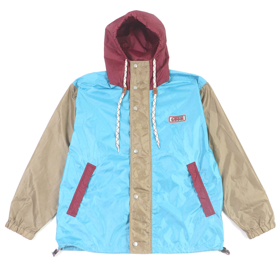 Excellent GUCCI Mountain parka Hooded Blue-based multi-color Nylon mens 42 740572