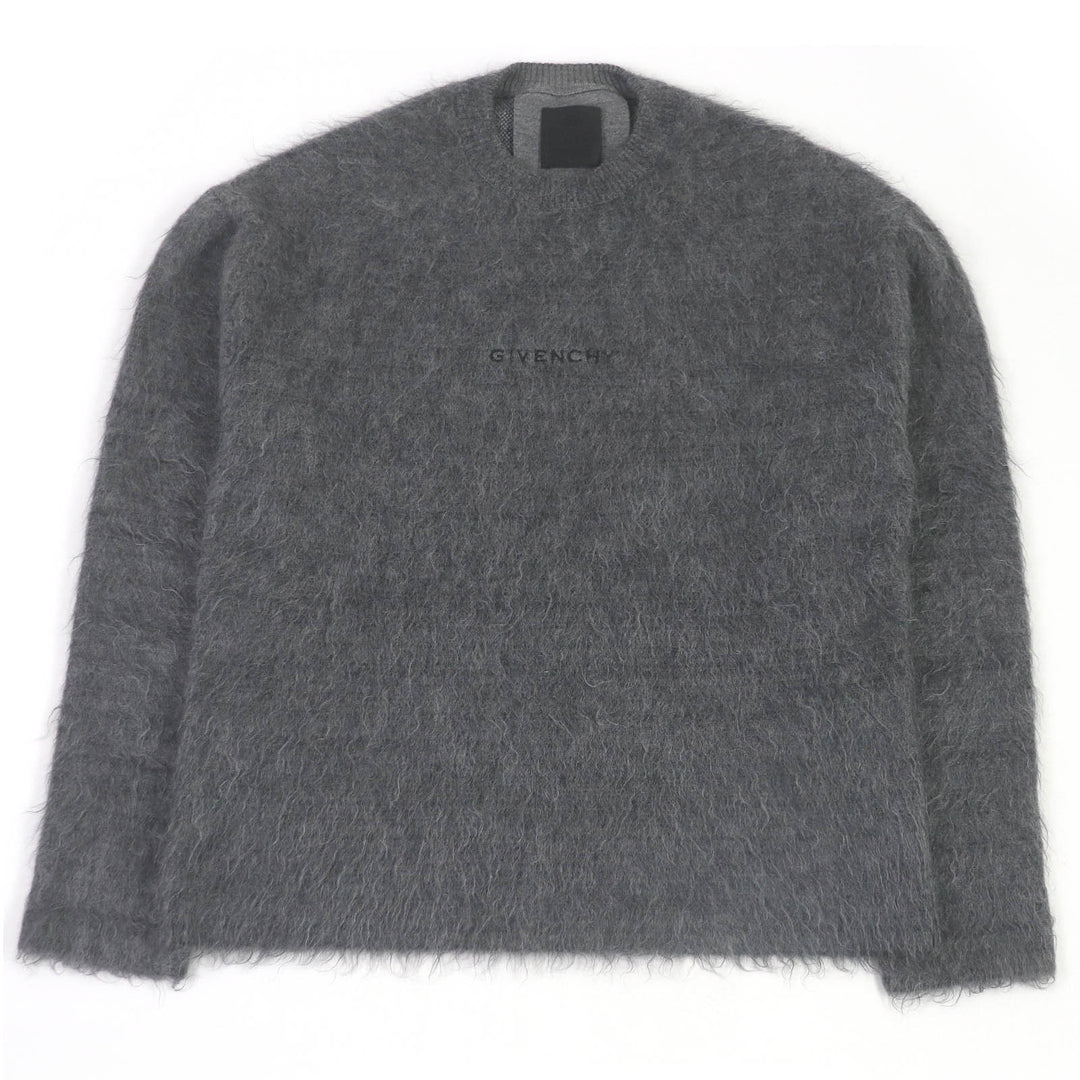 Excellent GIVENCHY knit Tag effect dog motif logo embroidered mohair sweater gray mohair mens S BM90H04Y9D