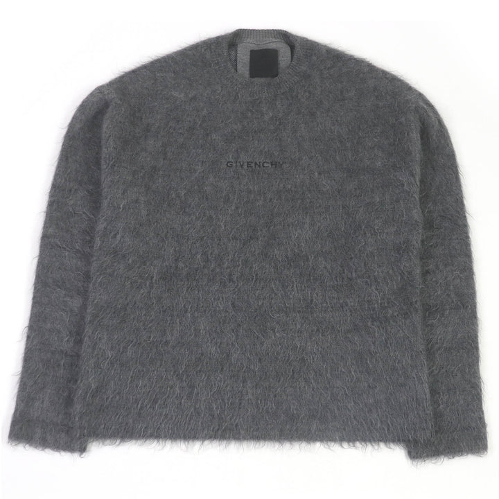 Excellent GIVENCHY knit Tag effect dog motif logo embroidered mohair sweater gray mohair mens S BM90H04Y9D