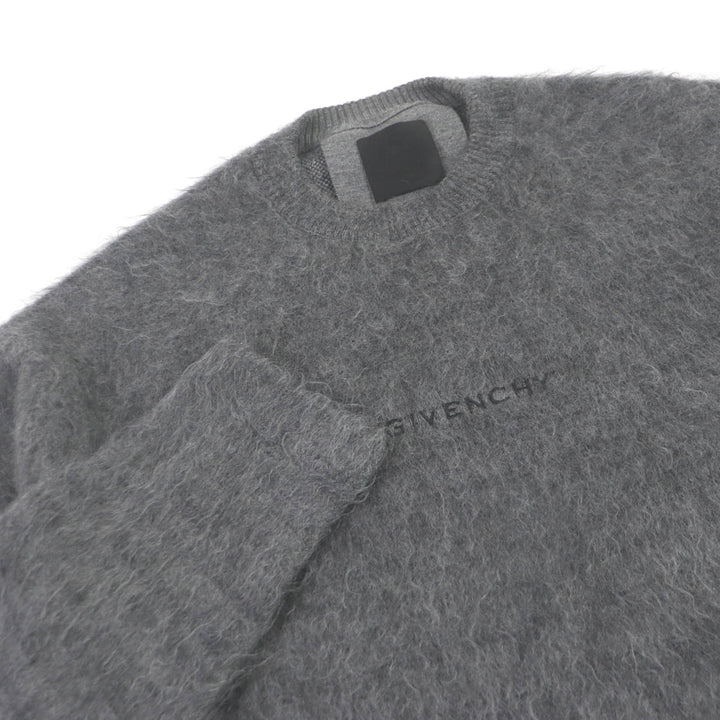 Excellent GIVENCHY knit Tag effect dog motif logo embroidered mohair sweater gray mohair mens S BM90H04Y9D