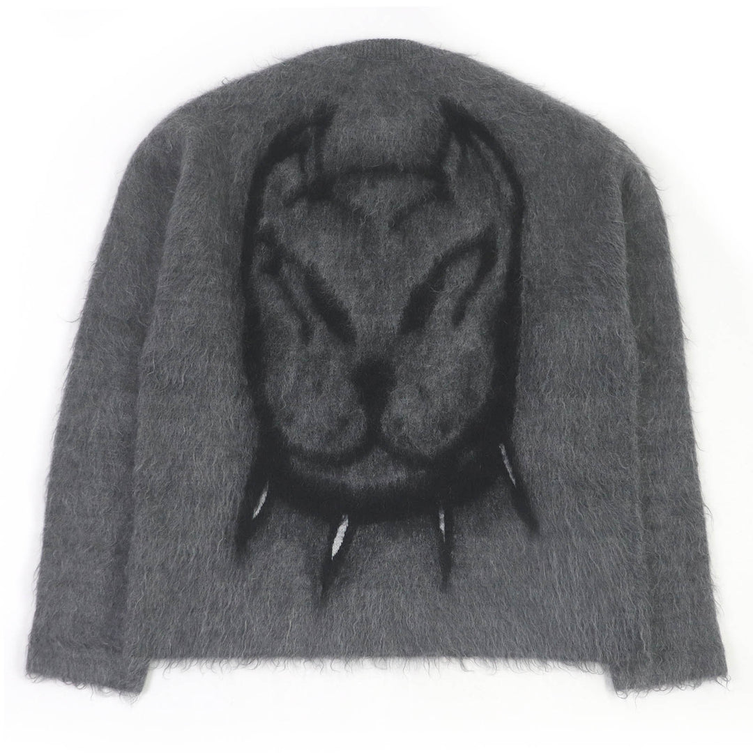 Excellent GIVENCHY knit Tag effect dog motif logo embroidered mohair sweater gray mohair mens S BM90H04Y9D