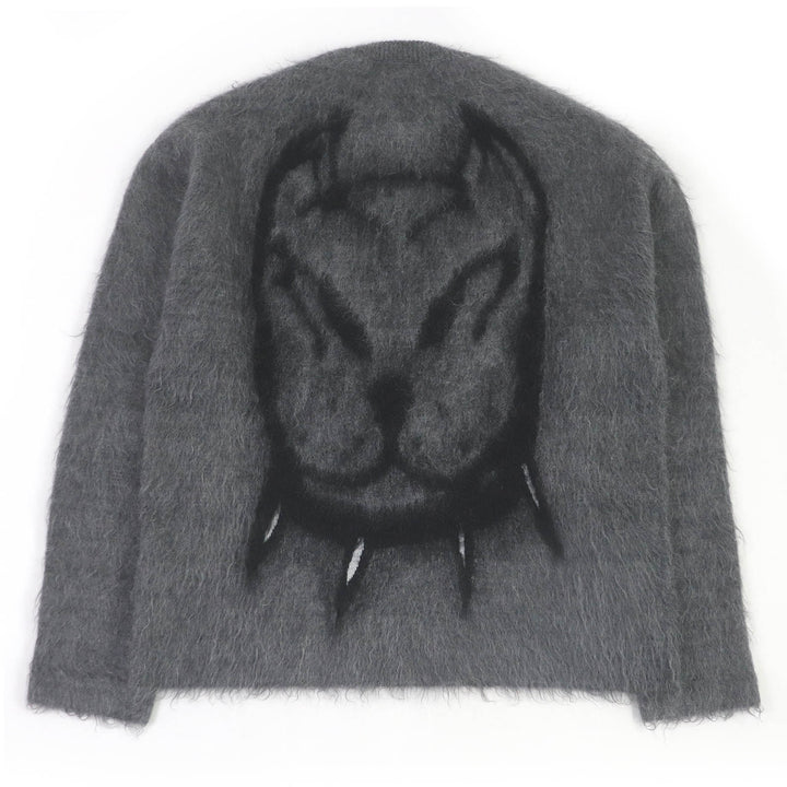 Excellent GIVENCHY knit Tag effect dog motif logo embroidered mohair sweater gray mohair mens S BM90H04Y9D