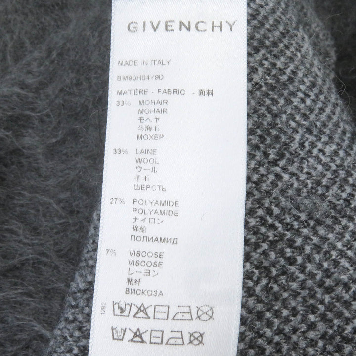 Excellent GIVENCHY knit Tag effect dog motif logo embroidered mohair sweater gray mohair mens S BM90H04Y9D