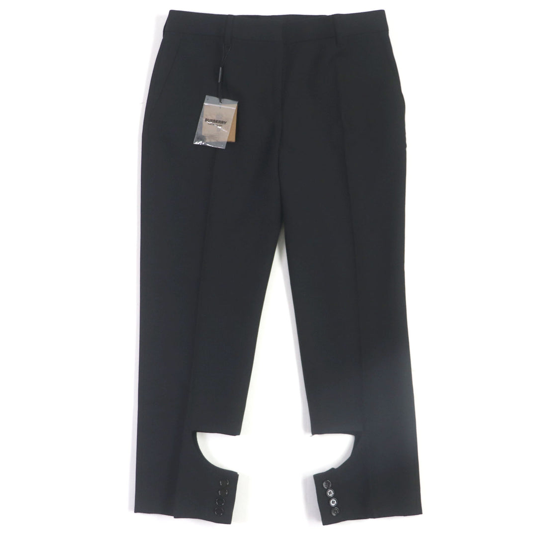 Pristine BURBERRY slacks Logo button hem design pants black wool mens 42 8048493