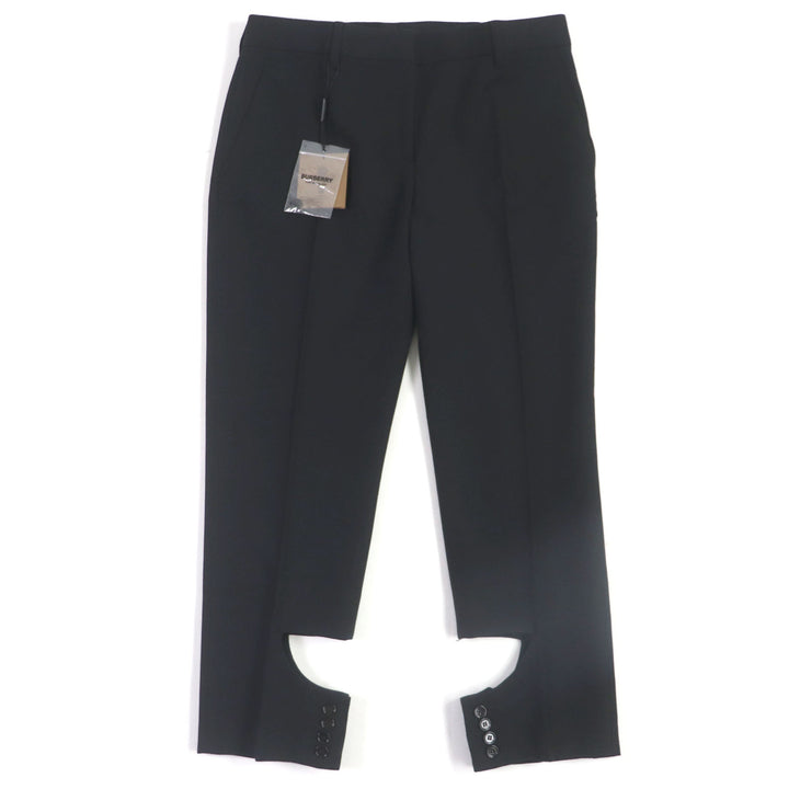 Pristine BURBERRY slacks Logo button hem design pants black wool mens 42 8048493