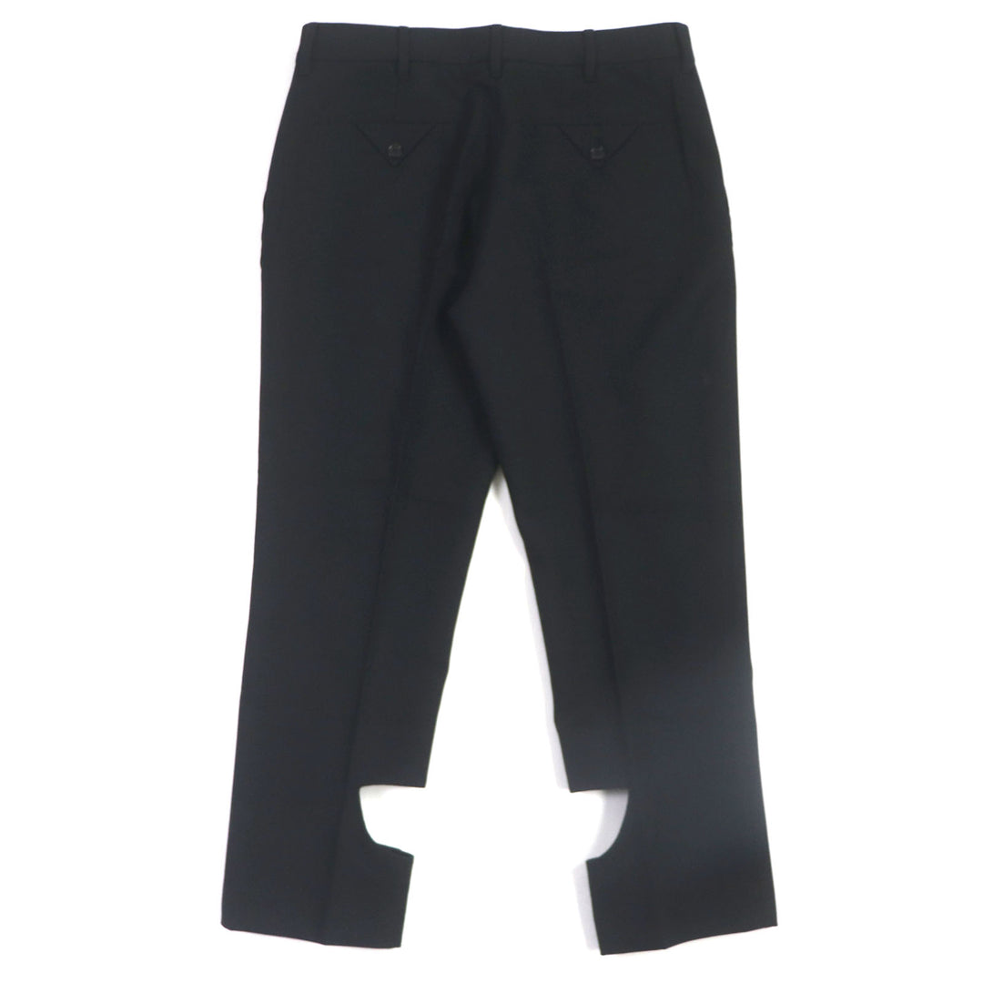 Pristine BURBERRY slacks Logo button hem design pants black wool mens 42 8048493