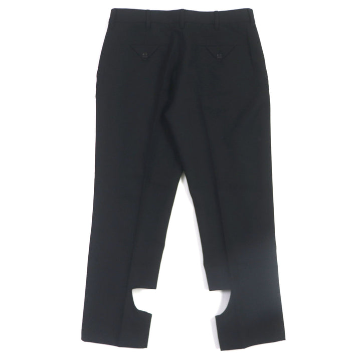 Pristine BURBERRY slacks Logo button hem design pants black wool mens 42 8048493
