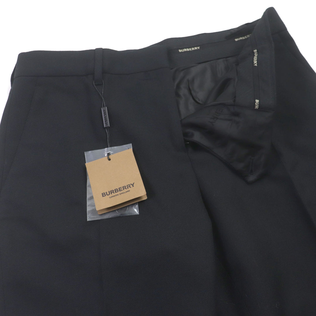 Pristine BURBERRY slacks Logo button hem design pants black wool mens 42 8048493