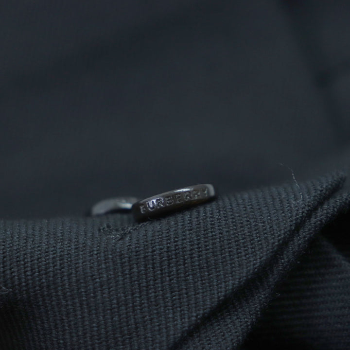 Pristine BURBERRY slacks Logo button hem design pants black wool mens 42 8048493