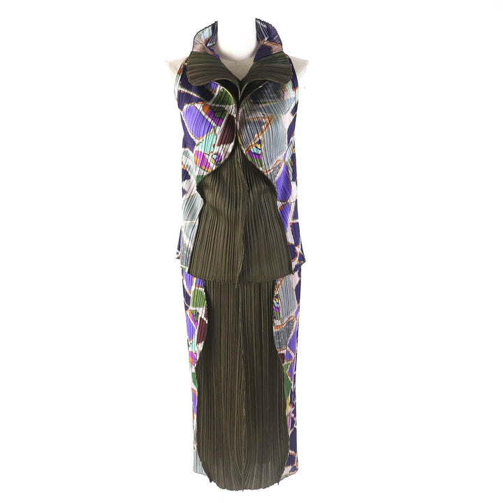 Excellent PLEATS PLEASE two-piece set purple polyester PP33-JK734 PP33-JG736