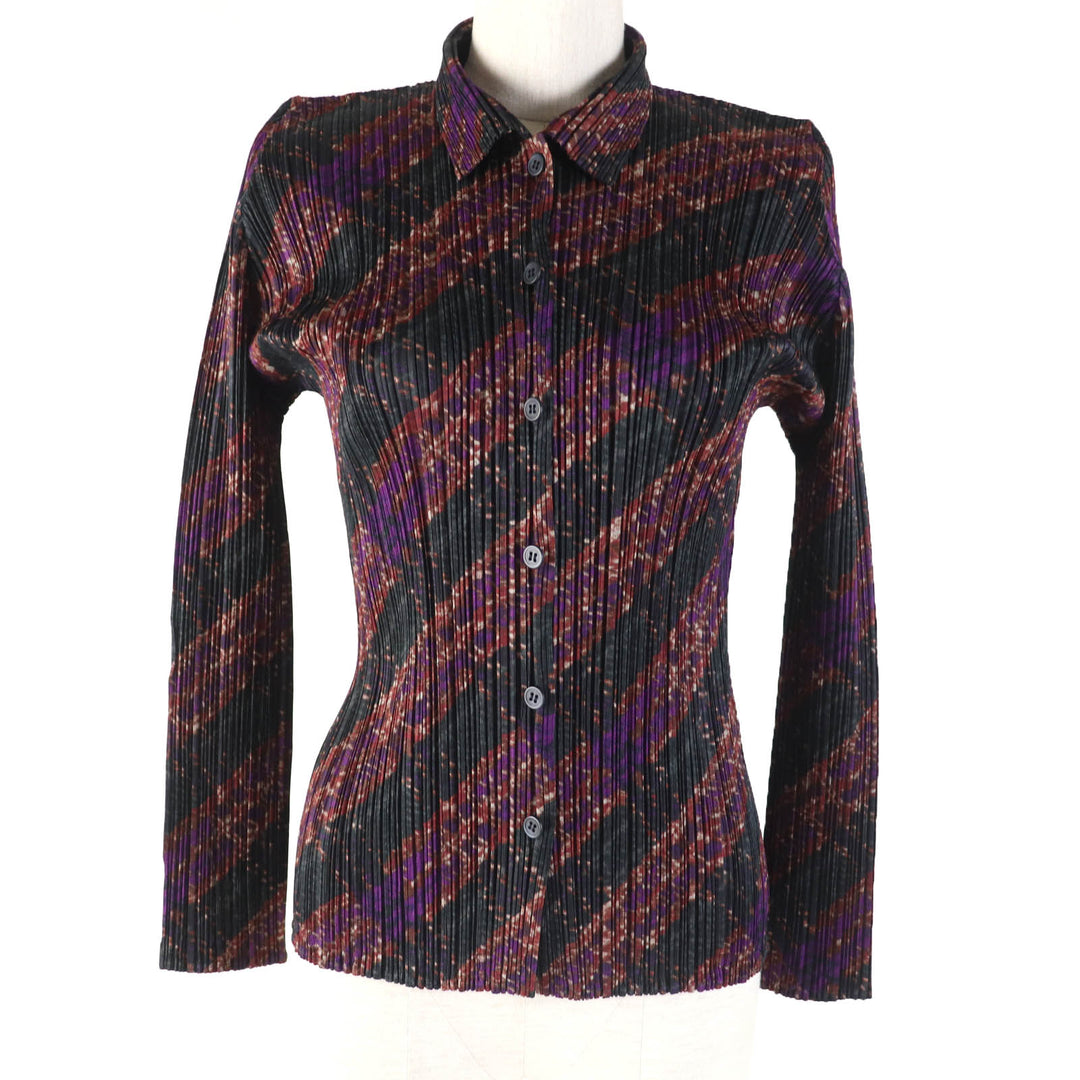 Excellent PLEATS PLEASE Long sleeve shirt All-over pattern design Women 3