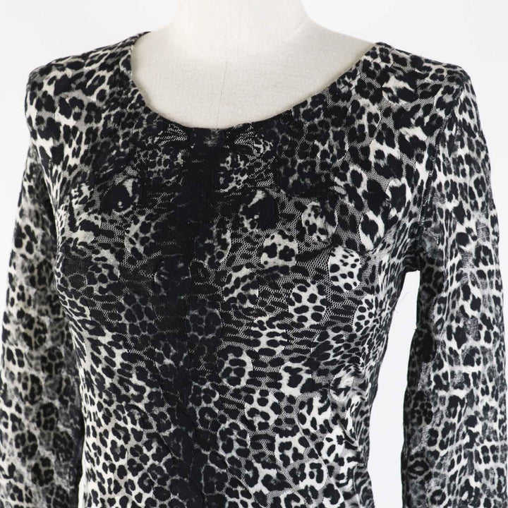Pristine JEAN-PAUL GAULTIER T-shirt Leopard Pattern Power Net Long Sleeve Tops / black Nylon Women S