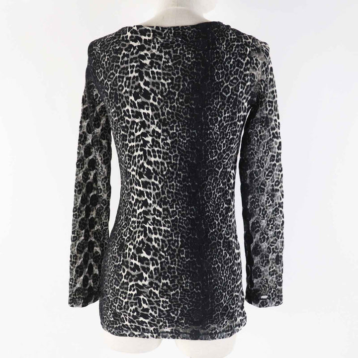Pristine JEAN-PAUL GAULTIER T-shirt Leopard Pattern Power Net Long Sleeve Tops / black Nylon Women S