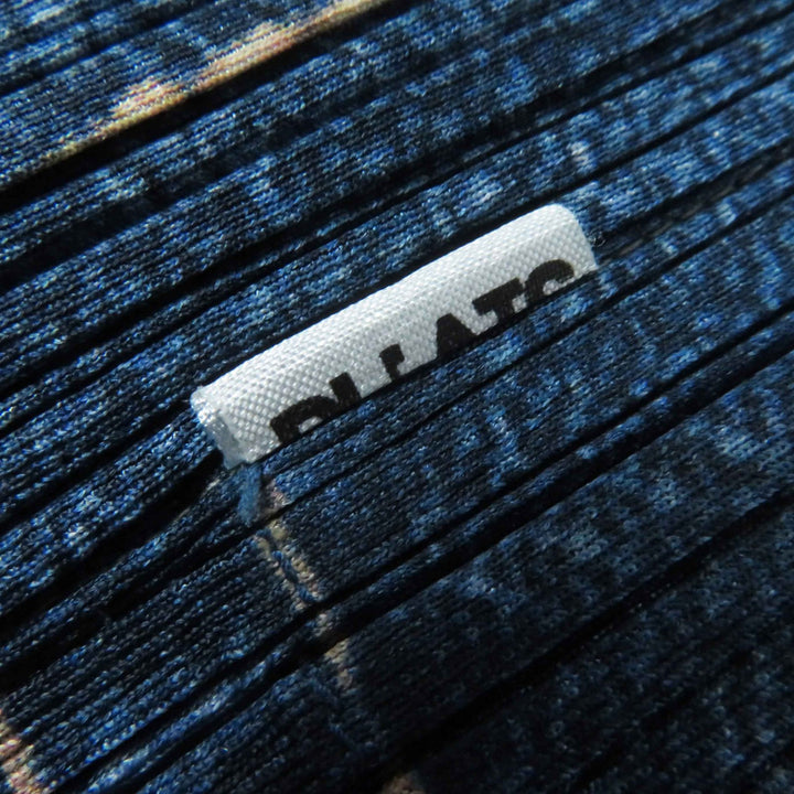 Excellent PLEATS PLEASE one piece Denim transfer floral Indigo blue 0 PP02-JH751