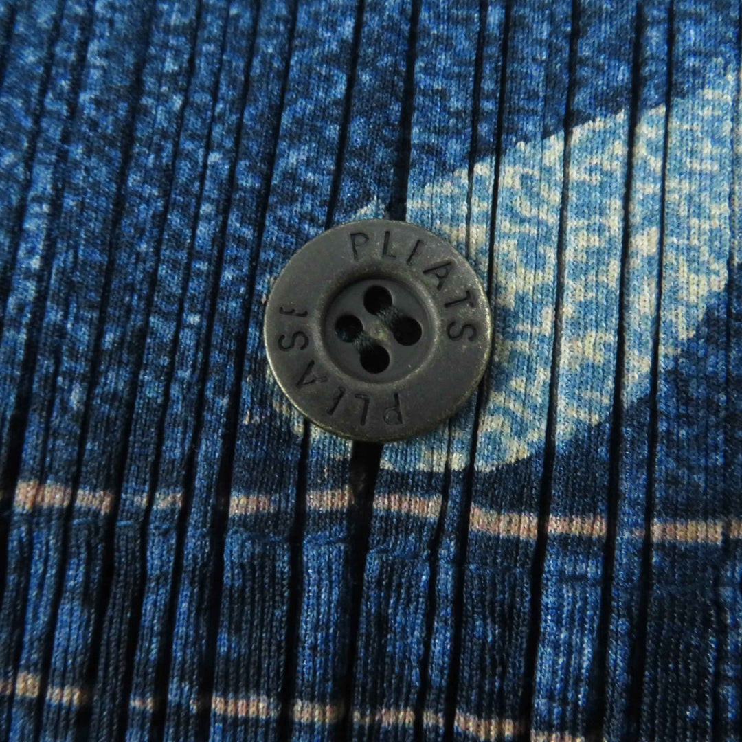 Excellent PLEATS PLEASE one piece Denim transfer floral Indigo blue 0 PP02-JH751