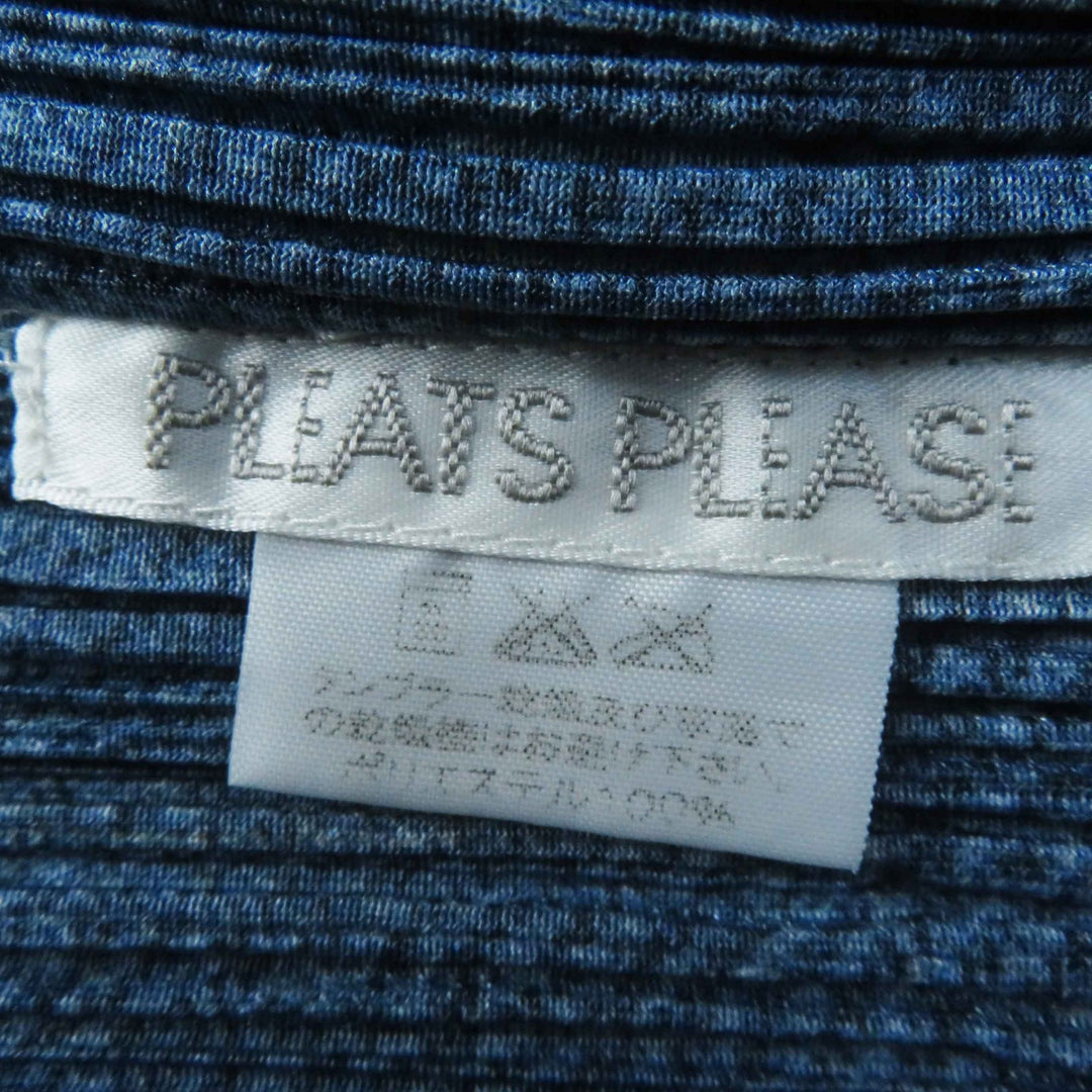Excellent PLEATS PLEASE one piece Denim transfer floral Indigo blue 0 PP02-JH751