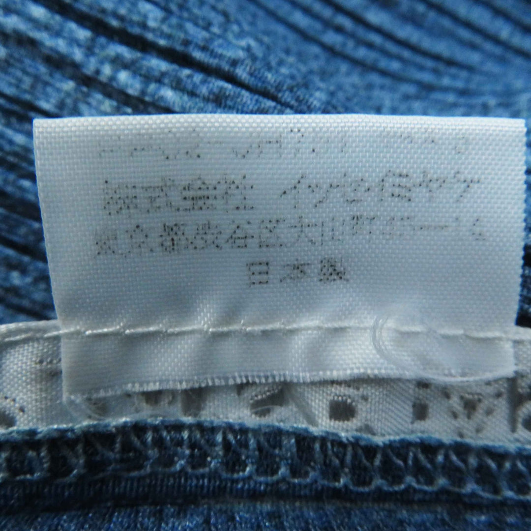 Excellent PLEATS PLEASE one piece Denim transfer floral Indigo blue 0 PP02-JH751