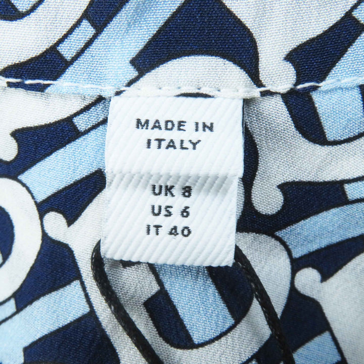 Pristine BURBERRY Short sleeve shirt blue white navy silk Women 40 8048782