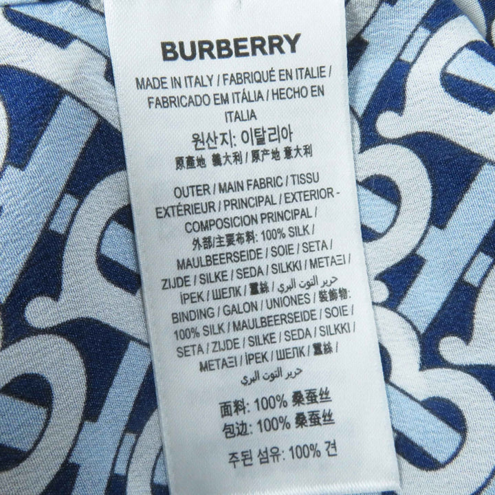 Pristine BURBERRY Short sleeve shirt blue white navy silk Women 40 8048782