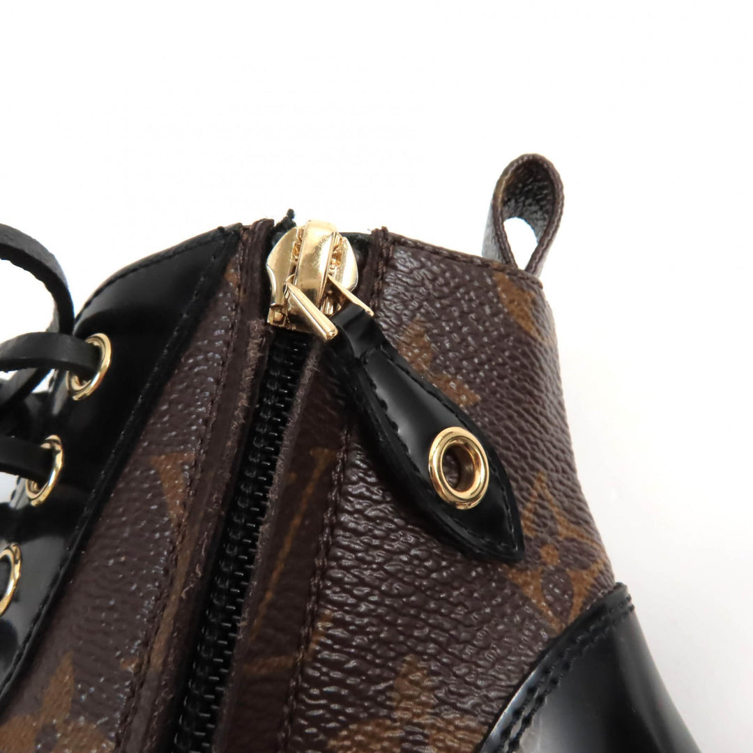 Excellent LOUIS VUITTON Ankle boots Lace Up Brown black Monogram canvas Women 35