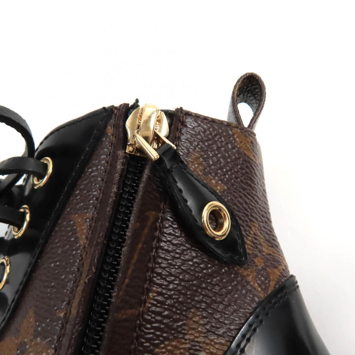 Excellent LOUIS VUITTON Ankle boots Lace Up Brown black Monogram canvas Women 35