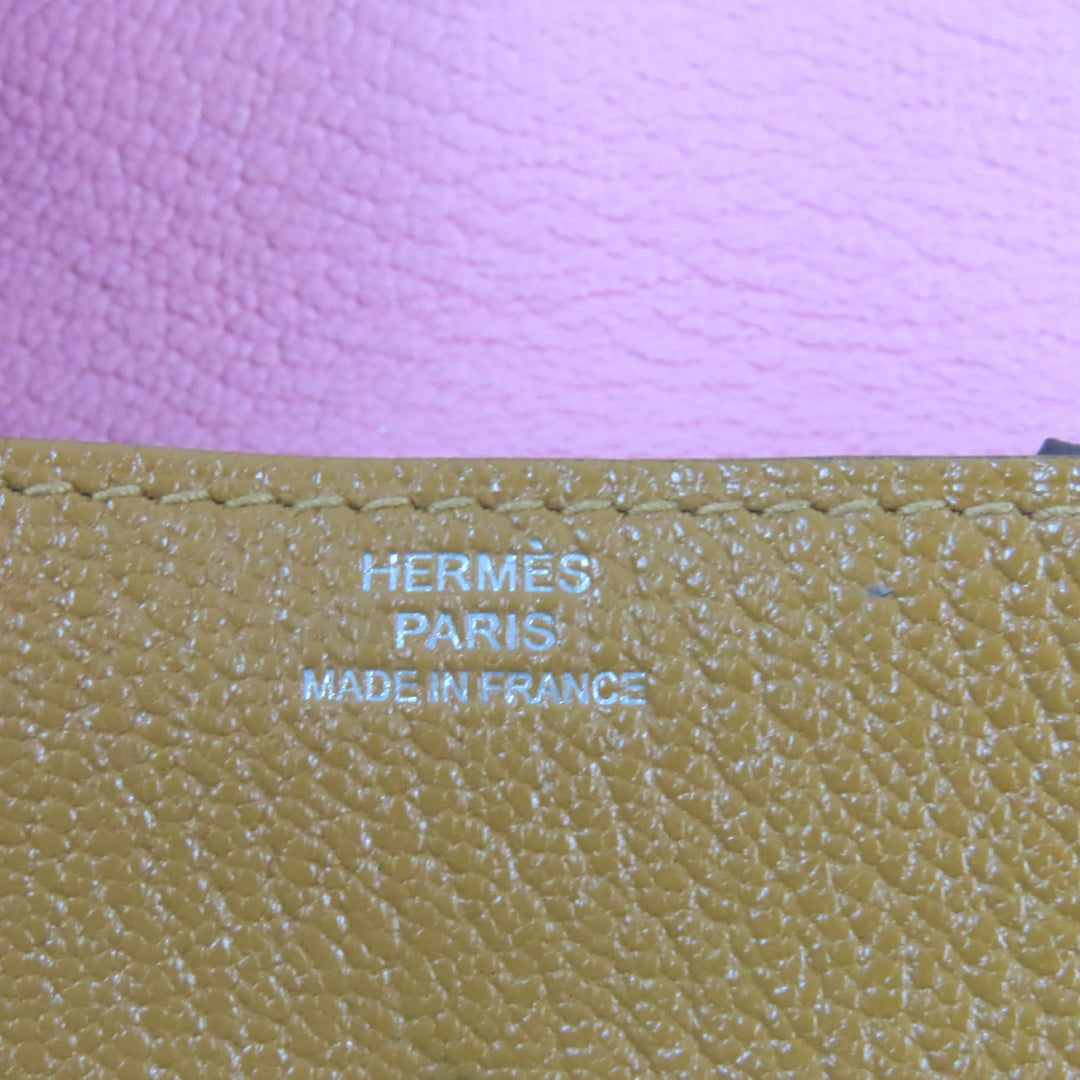 HERMES Coin case Revan Cattle Verso Bicolor Brown pink Shoble misol Women