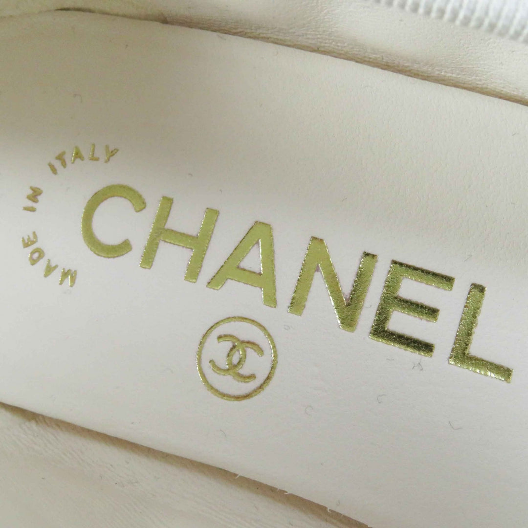 Great CHANEL shoes ballerina COCO Mark Black white red lambskin Women 36 24P G45591
