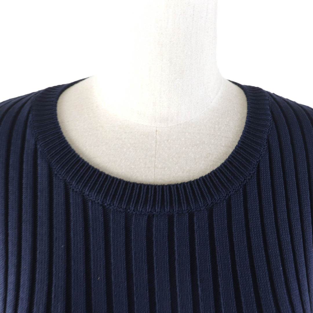 Pristine MONCLER overalls TUTA Crew neck sleeveless ribbed knit jumpsuit Navy Nylon Women M