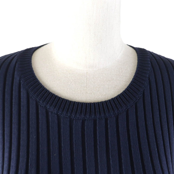 Pristine MONCLER overalls TUTA Crew neck sleeveless ribbed knit jumpsuit Navy Nylon Women M